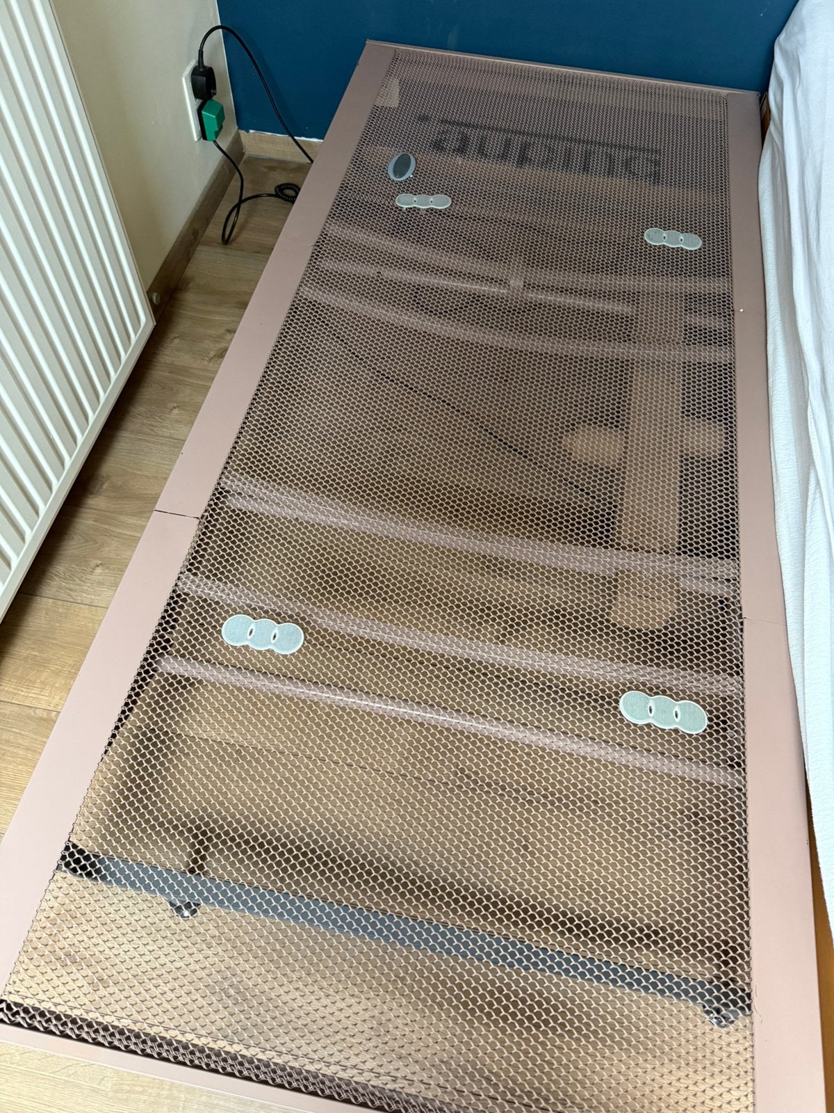 2x elektrische spiraalbodem (90x200) auping met onderstel, Brun, Enlèvement, Utilisé, 180 cm