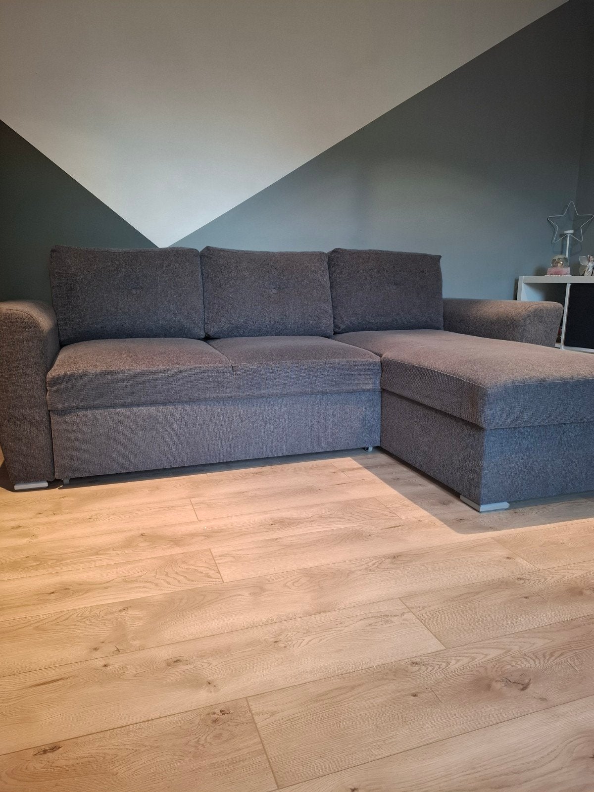 Canapé convertible méridienne VEJLBY tissu gris foncé