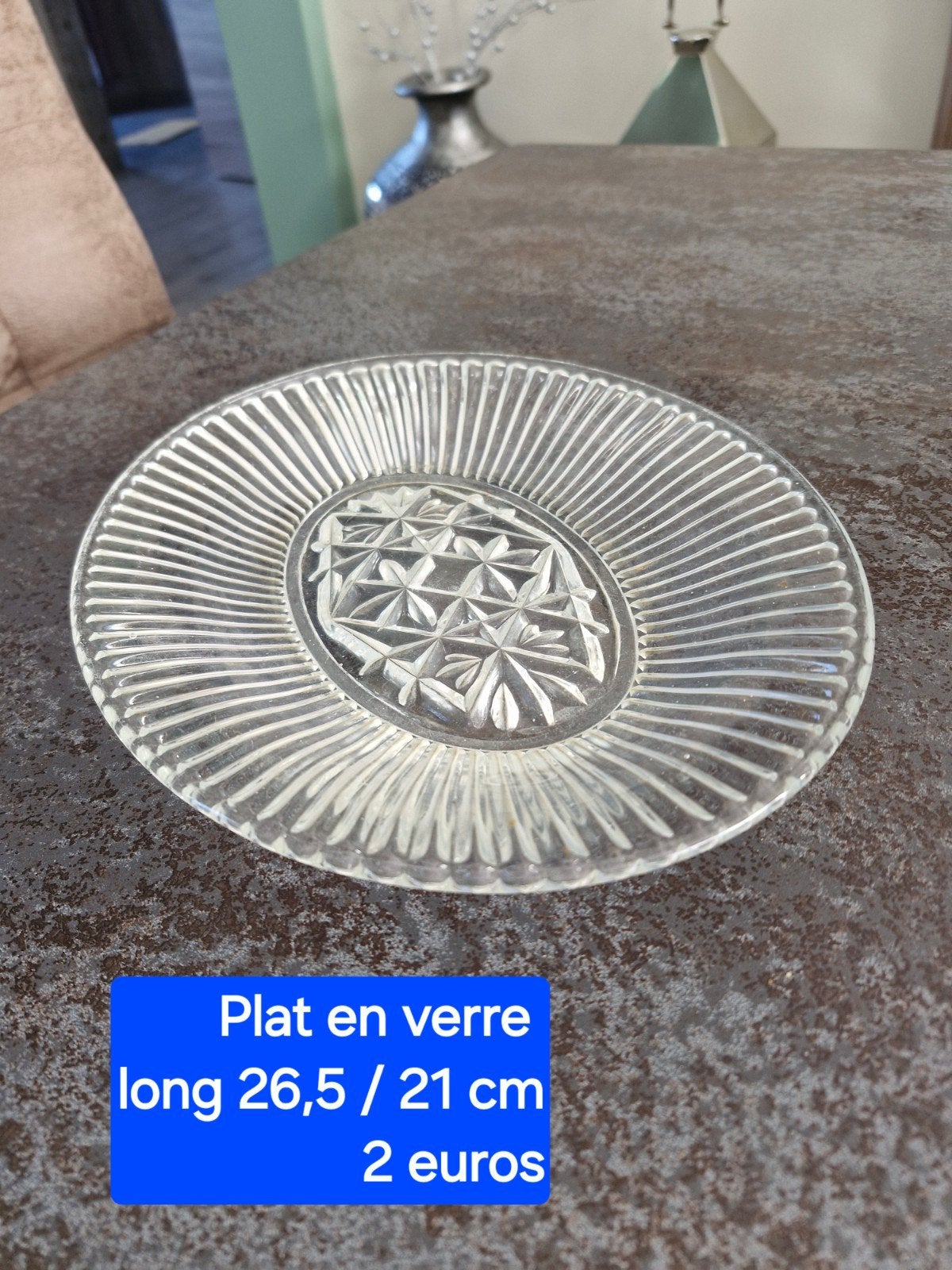 plat allonger en verre 26,5 cm / 21cm, Enlèvement, Verre