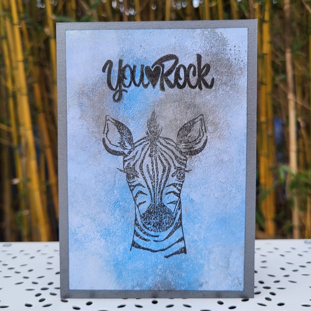 Wenskaart, zebra, metallic, handgeschilderd, gestempeld, Diversen, Ophalen of Verzenden, Nieuw