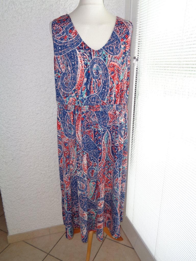 Robe longue imprimée bleu Taille 52/54, Taille 46/48 (XL) ou plus grande, -BPC Sélection., Porté, Bleu