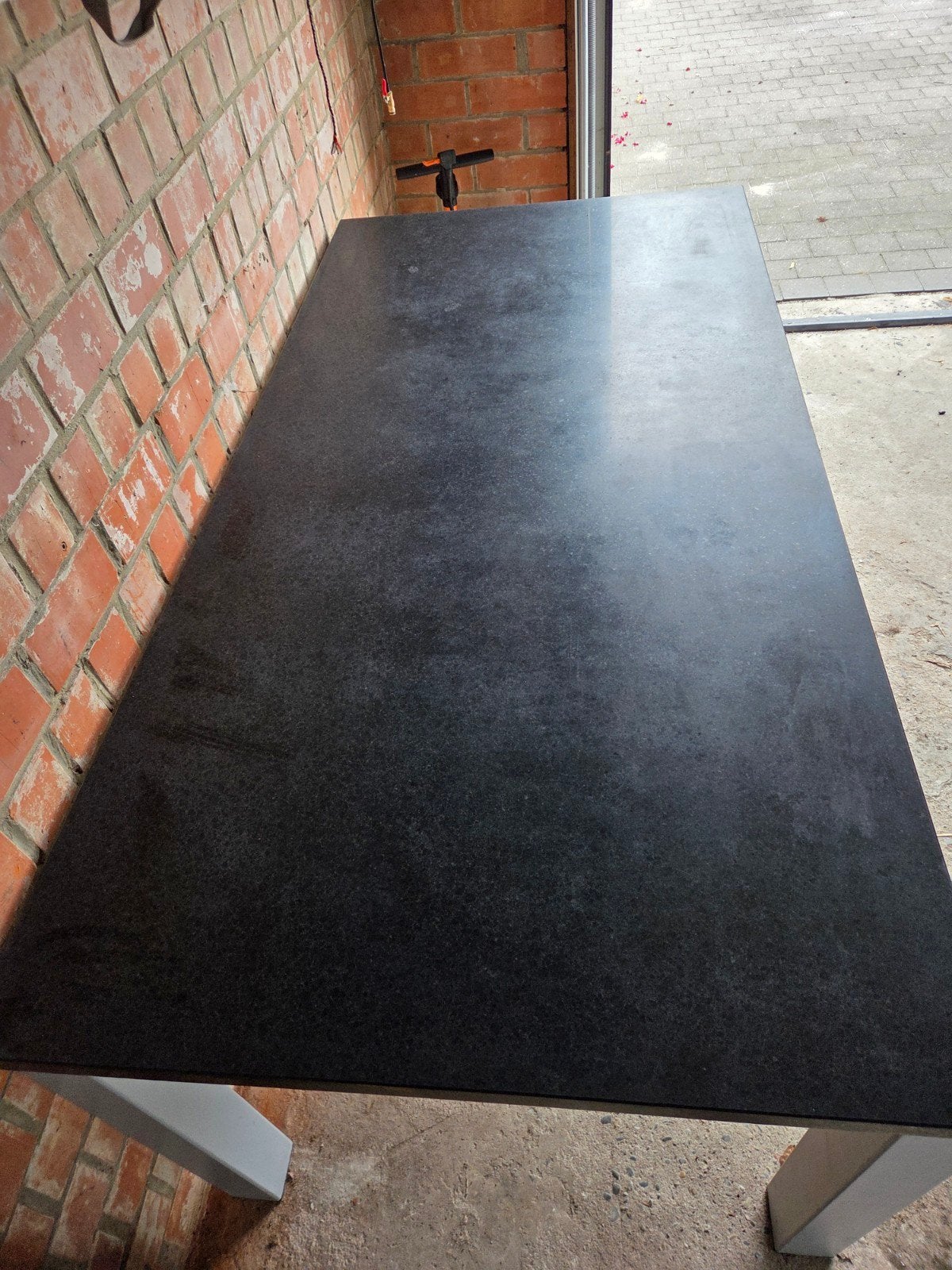 Tuintafel 180x90 met granieten blad , alluminium onderstel, Enlèvement, Utilisé, Rectangulaire, Aluminium