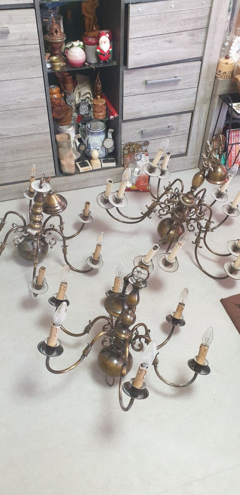 7 Oude antieke koperen luster, Ophalen