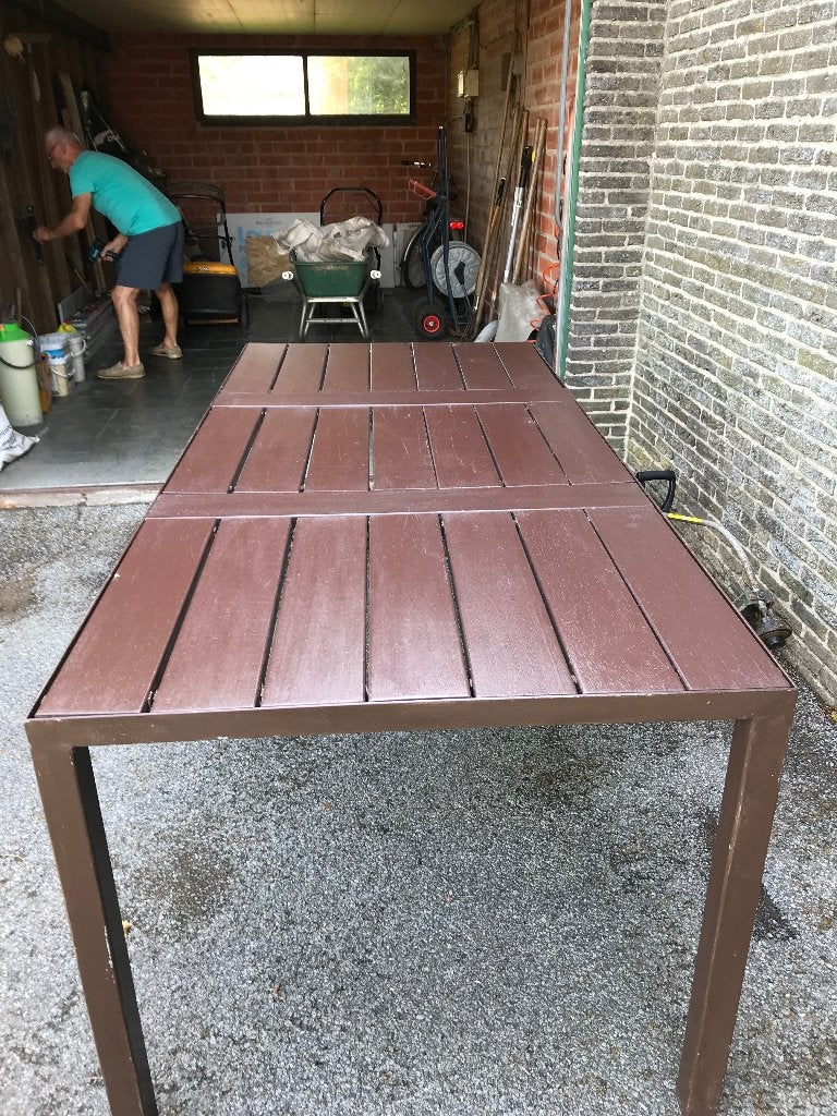 Tuintafel 1m80 lang, Ophalen, Gebruikt, Rechthoekig, Metaal