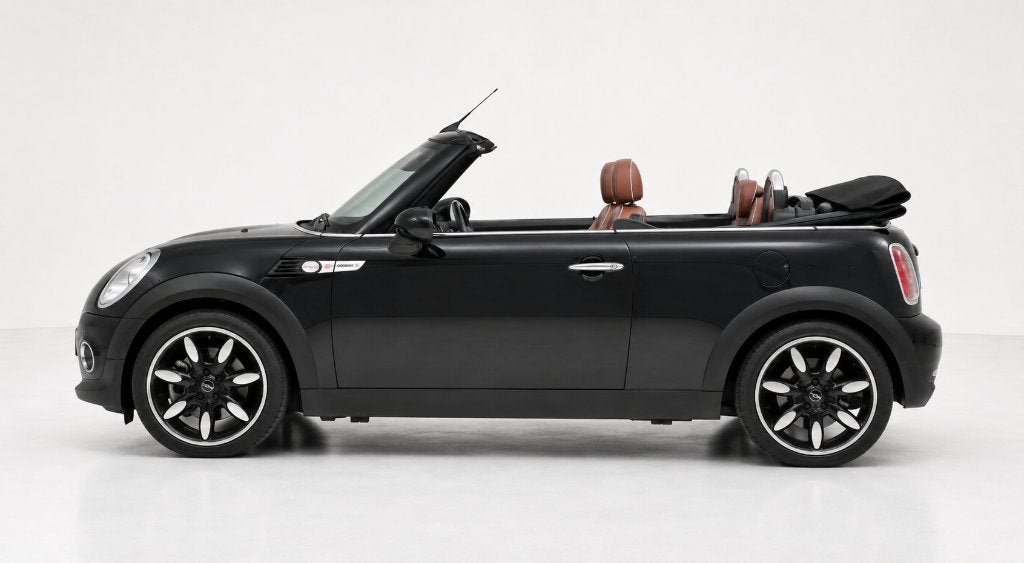 Mini Cabrio Sidewalk Edition, Auto's, Cabriolet, Zwart, Leder, Bruin