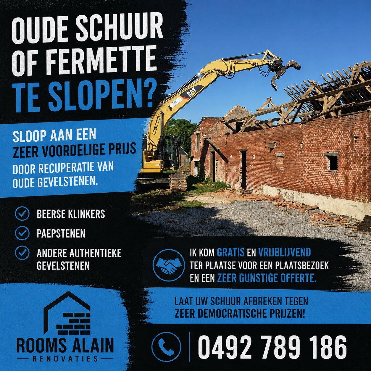 Slopen aan gunstige prijs ter recuperatie gevelsteen