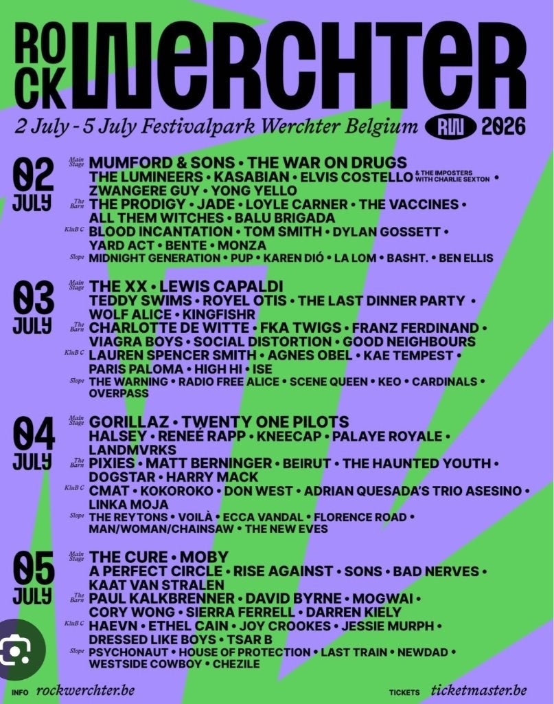 Werchter Combi, Tickets en Kaartjes, Concerten | Overige, Eén persoon, Juli