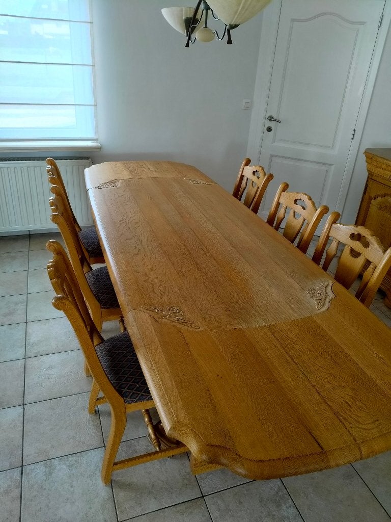 Eetplaats tafel tot 10-12 personen, Ophalen, Eikenhout, 200 cm of meer, 50 tot 100 cm