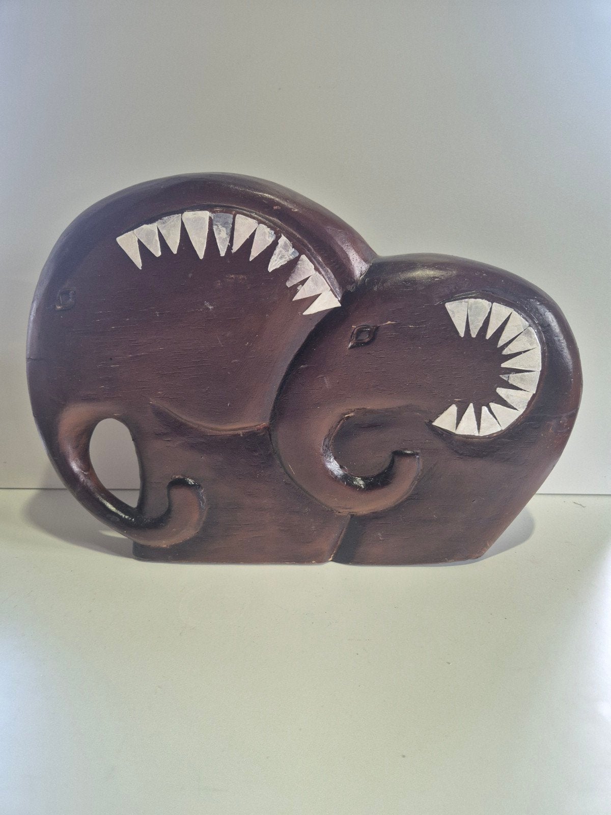 Vintage houten olifantenbeeld  handgesneden decoratief beeld, Ophalen of Verzenden