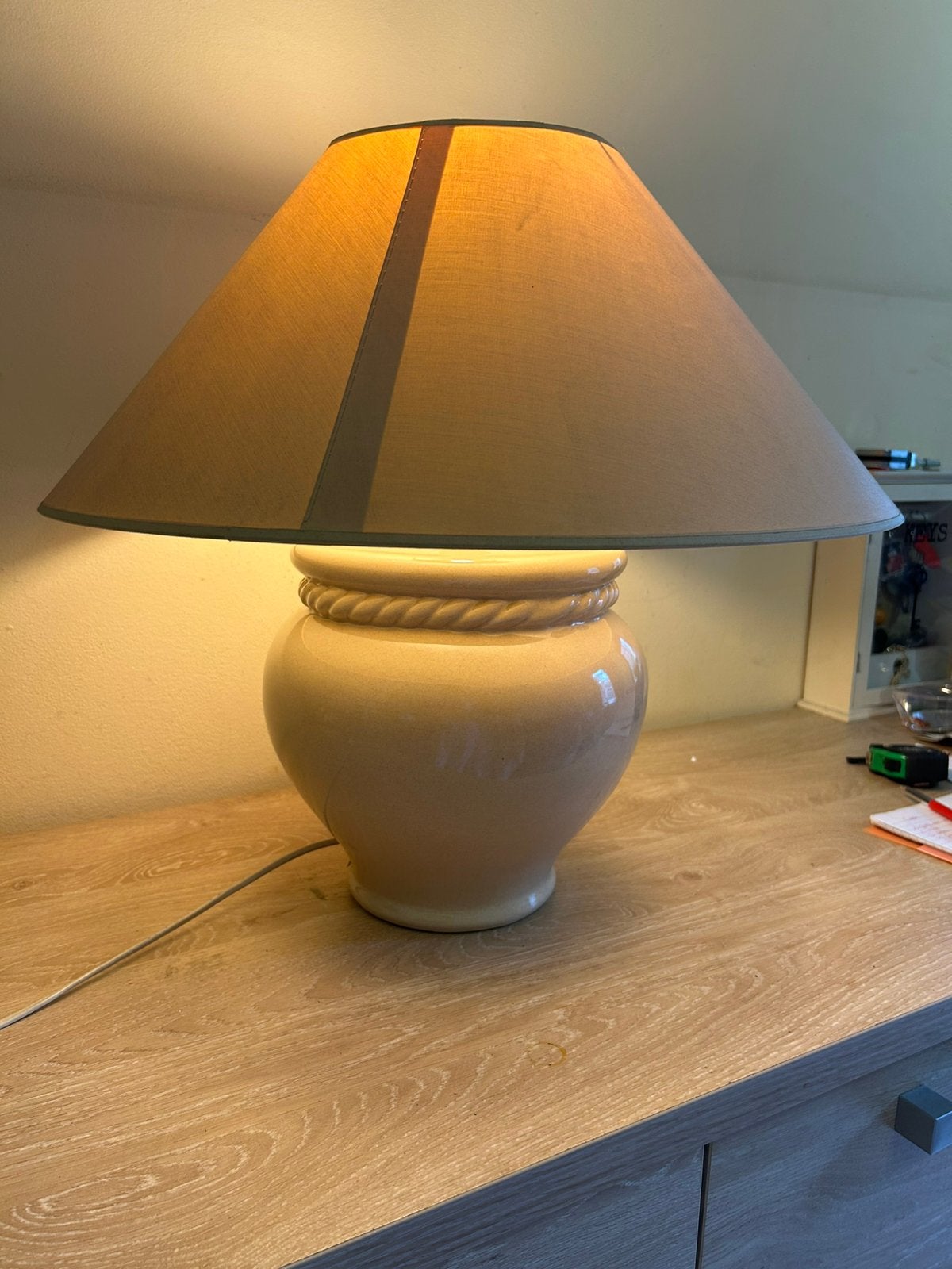 Grote tafellamp van Brussels porselein, Ophalen, Zo goed als nieuw, Design
