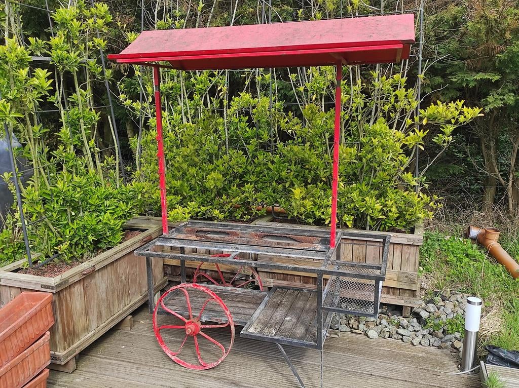 Vintage marktkraam bbq buitenkeuken met afneembaar dak, Ophalen
