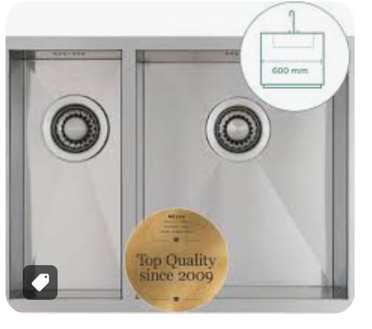 MIZZO Quadro rvs spoelbak 18-34 onderbouw / inleg, Doe-het-zelf en Bouw, Ophalen, Nieuw, Overige typen