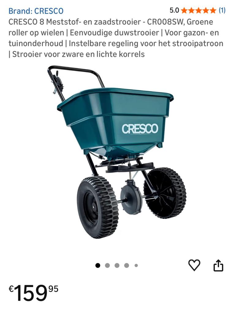 CRESCO 8 Meststof- en zaadstrooier, Tuin en Terras, Kruiwagens, Ophalen of Verzenden, Nieuw, Handmatig, Tweewielig