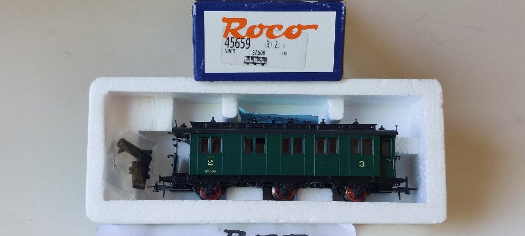 SNCB*NMBS ROCO VOITURE 3CL.VERT* 37.508* *HO*DC*45659, Hobby & Loisirs créatifs, Neuf, Analogique, Roco, Courant continu