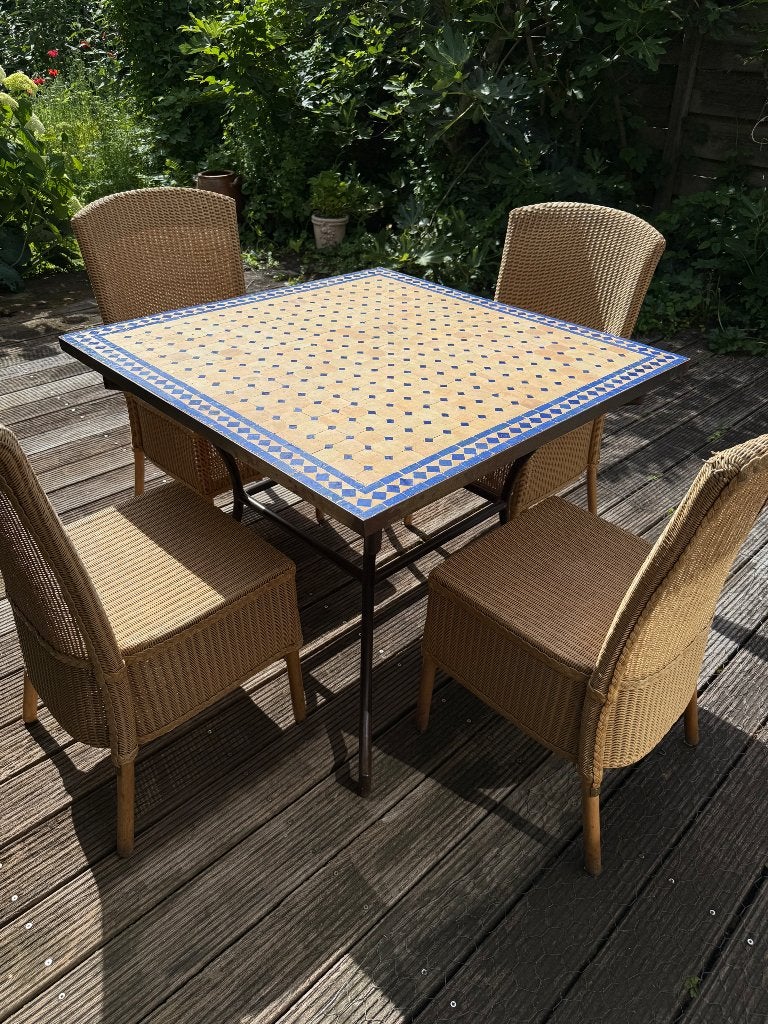 Vierkante eettafel met mozaïek, Huis en Inrichting, Tafels | Eettafels, Ophalen, Gebruikt, 50 tot 100 cm, Mediterraanse / Marokaanse stijl