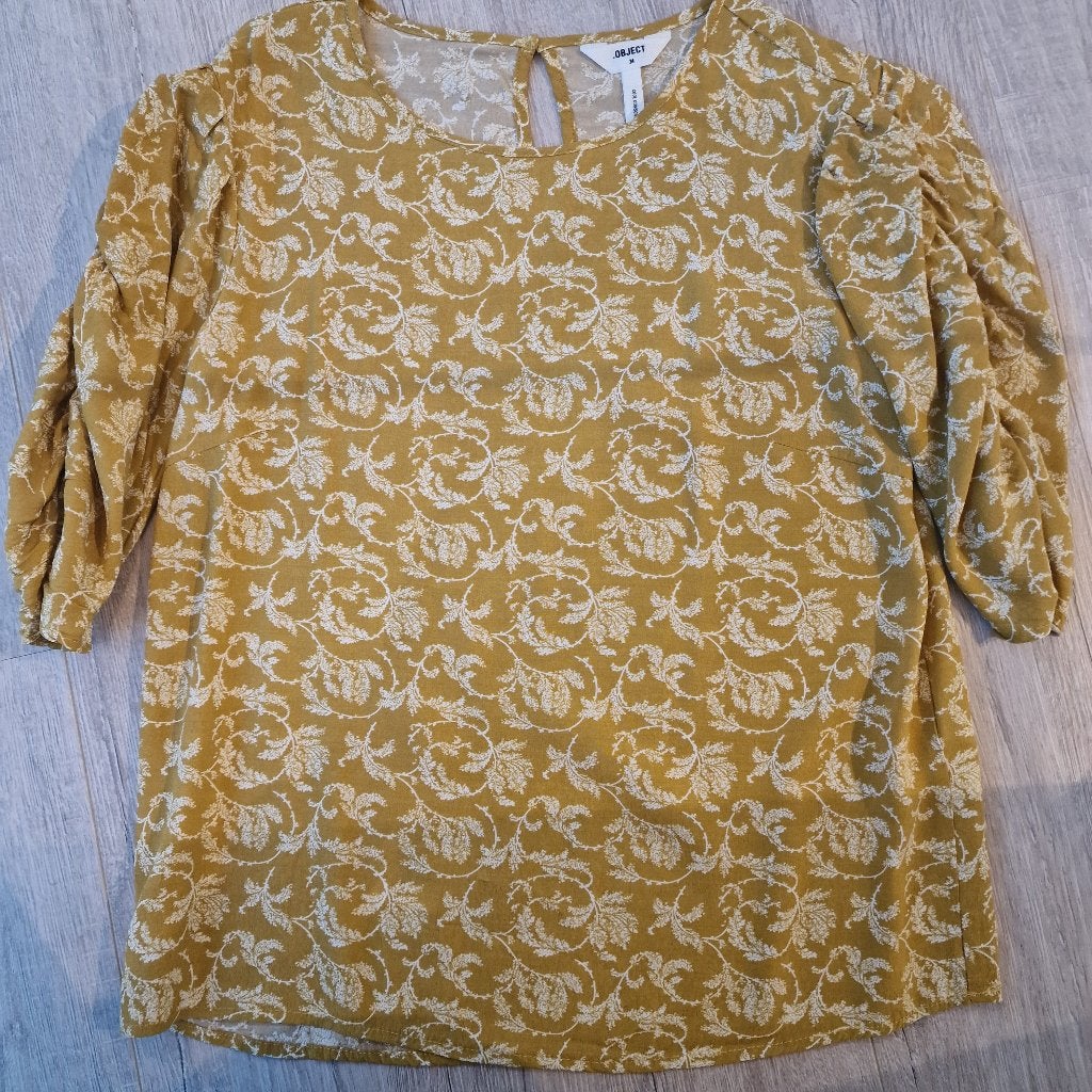 Mosterdgele blouse Object 34 print, Object, Ophalen of Verzenden, Nieuw, Maat 34 (XS) of kleiner