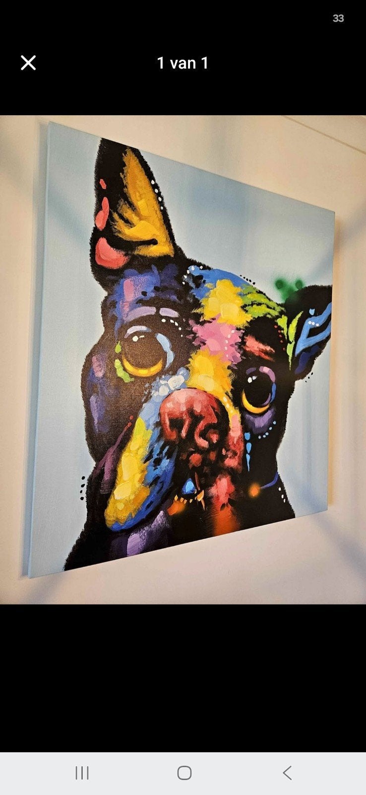 Kleurrijk schilderij op canvas hond -  pop art, Antiek en Kunst, Ophalen