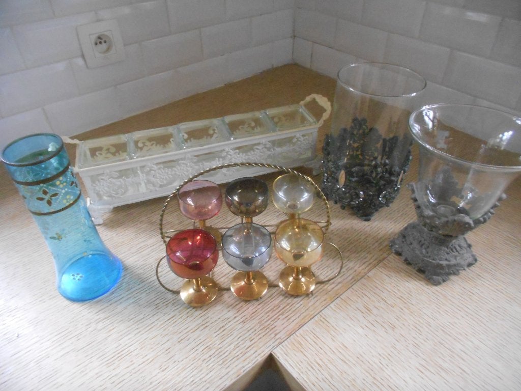 Vazen, plantenbakken, gekleurde glazen. IK, Antiek en Kunst, Ophalen of Verzenden