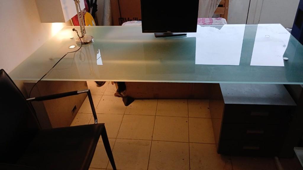 5 stuks mooie buro's blad in glas 15mm dik  afmeting 200x100, Huis en Inrichting, Bureaus, Ophalen, 100 cm, Zo goed als nieuw