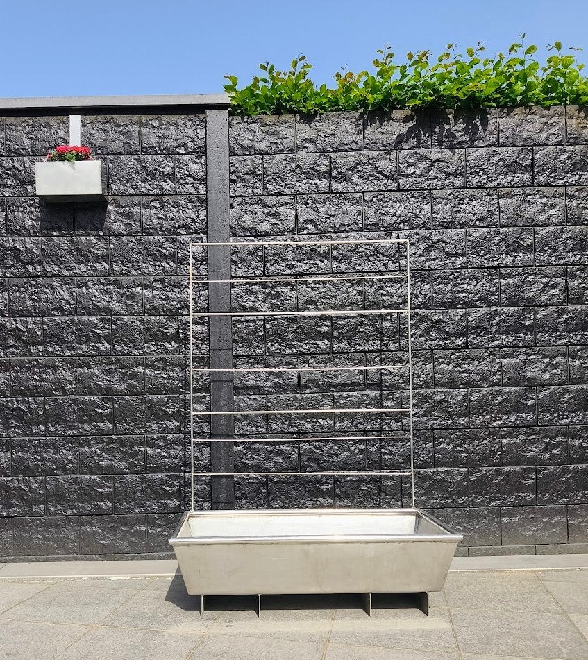 Rvs inox bloembak binnen / buiten met klimrek voor planten, Tuin en Terras, Ophalen, Nieuw, Metaal, Rechthoekig