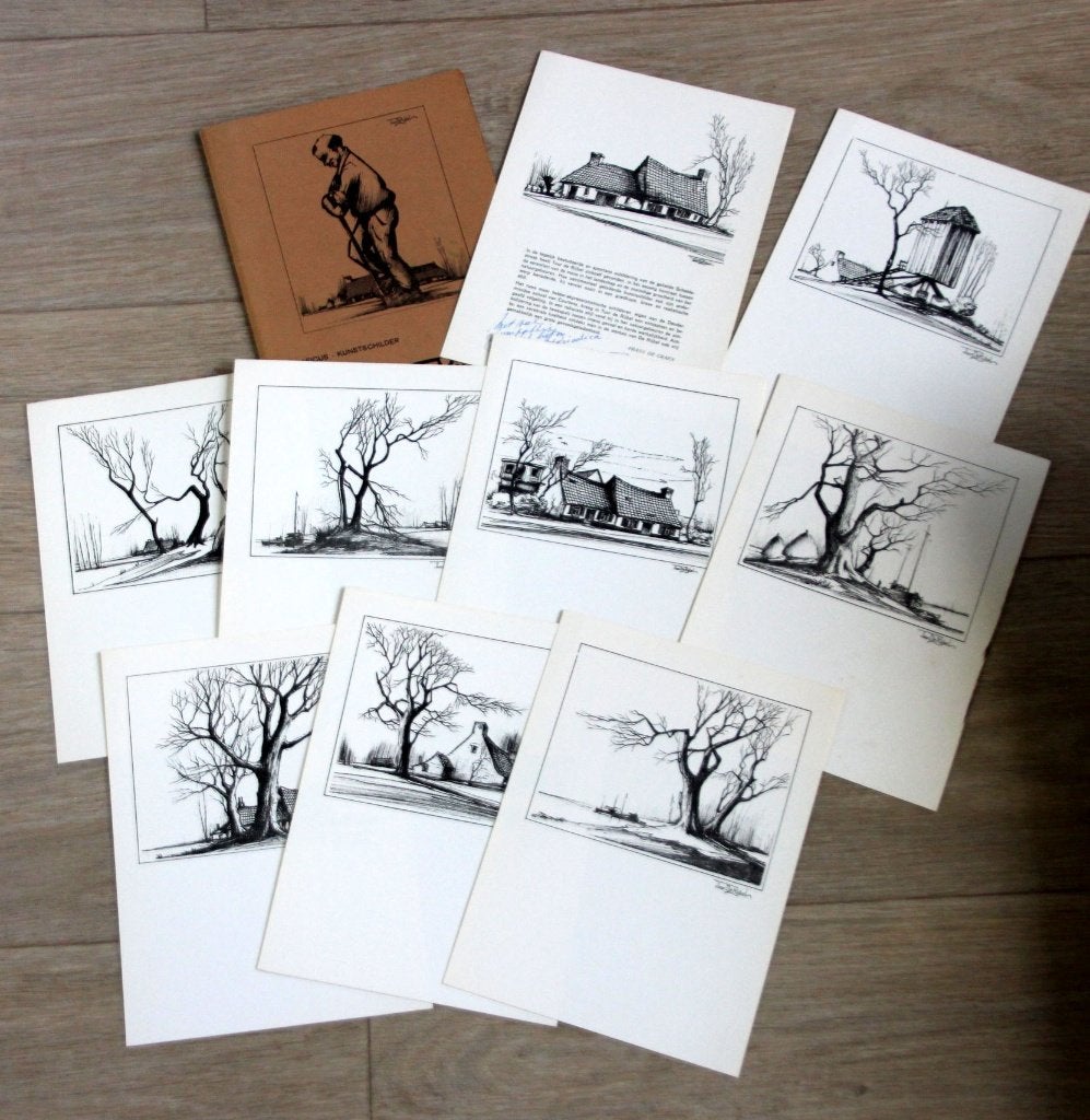 ets etsen graficus kunstschilder Tuur De Rijbel, Antiek en Kunst, Kunst | Etsen en Gravures, Verzenden, Landschap, Ets, 1950 - 1999