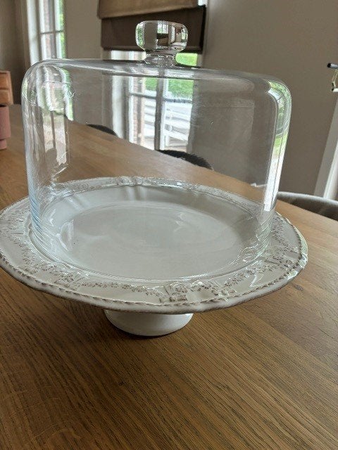 taart plateau met stolp Flamant, Steen/keramiek, Ophalen, Zo goed als nieuw, 26 cm