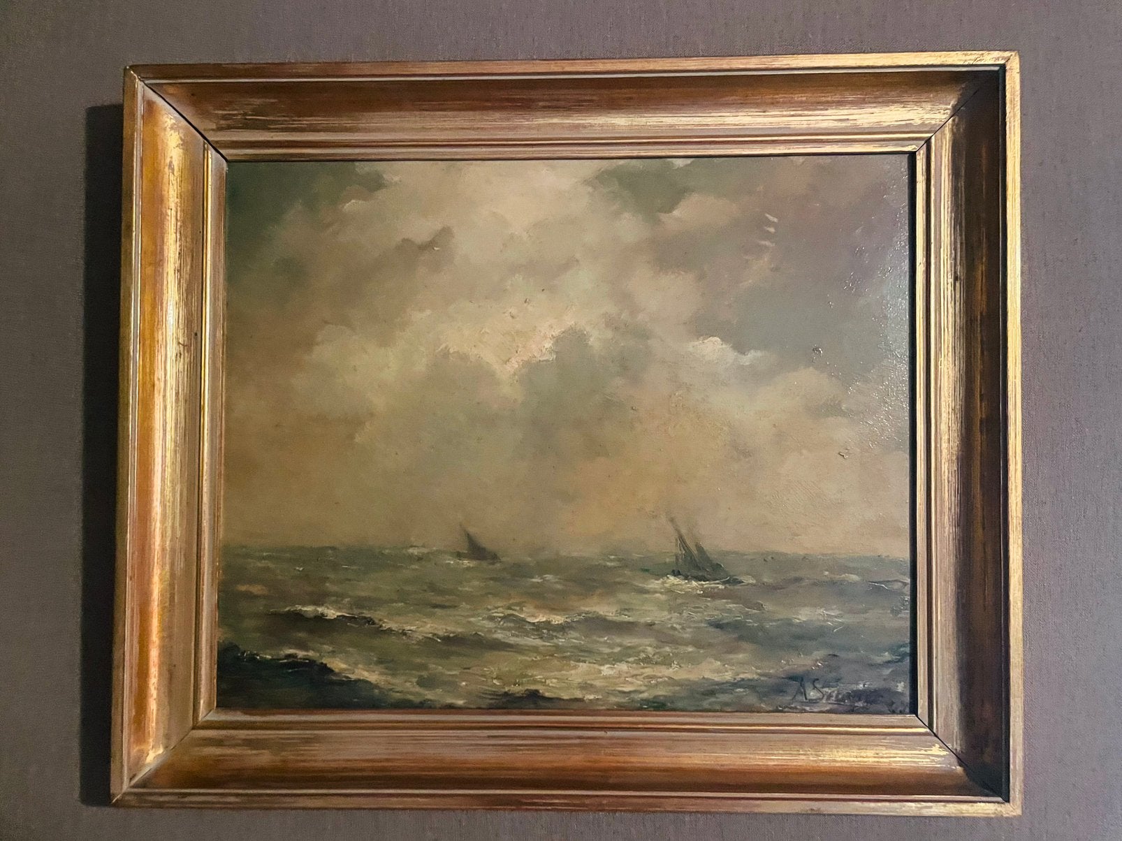 Sfeervol Zeegezicht–Olieverf-Achille Sengier (1886–1964), Antiek en Kunst, Ophalen, Maritiem / water, Doek, Gesigneerd