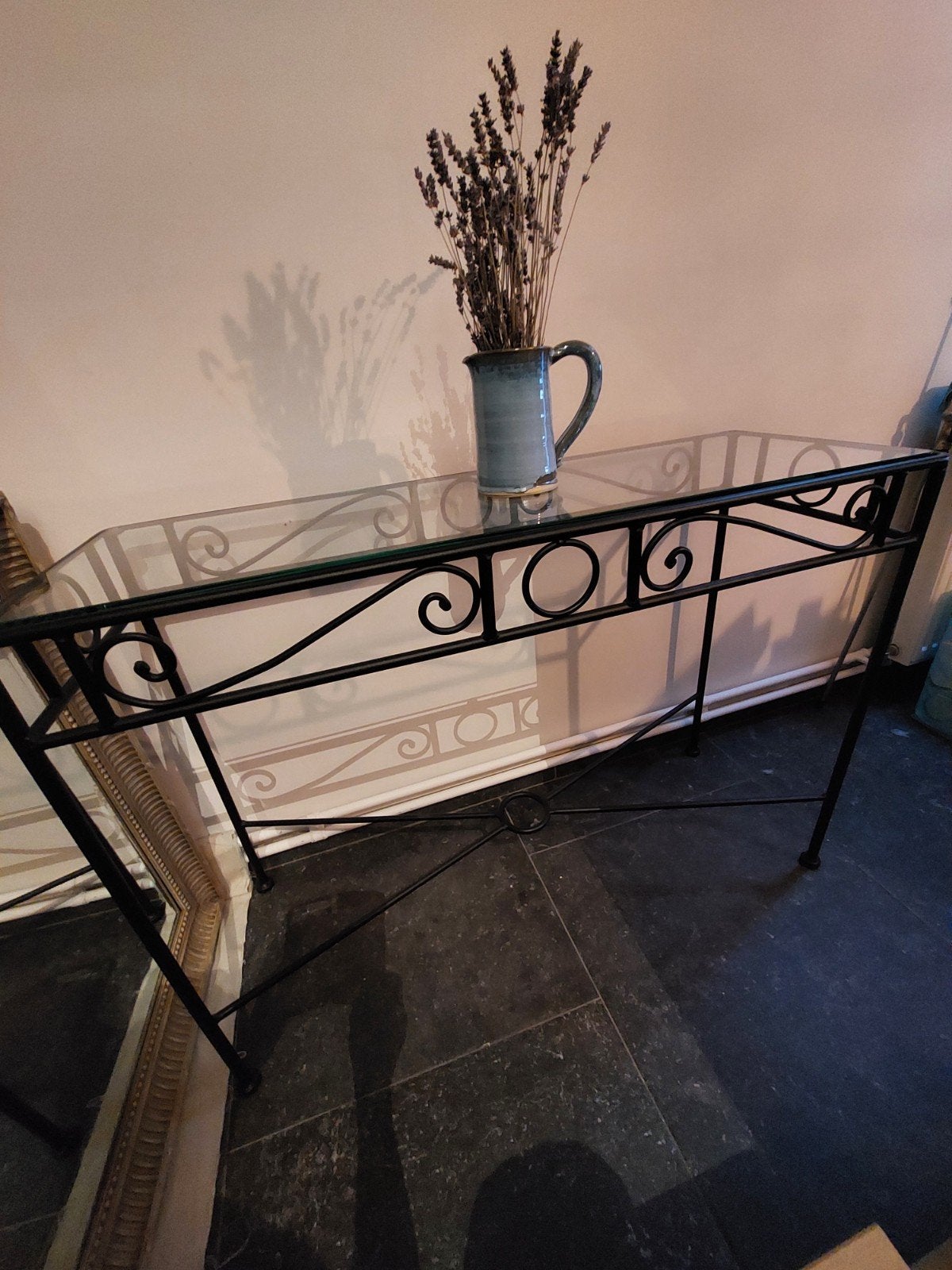 Console van metaal en glas, Ophalen, Glas