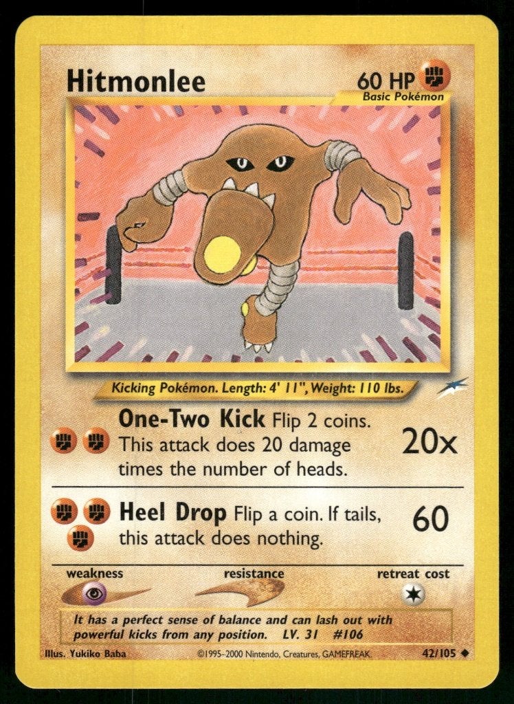 Hitmonlee 42/105 - Neo Destiny (NM), Hobby en Vrije tijd, Verzamelkaartspellen | Pokémon, Gebruikt, Verzenden