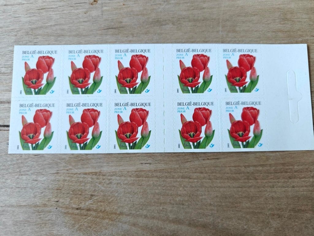 tampons Tulipes rouges Darwin B40 - Prior Belgique, Timbres & Monnaies, Timbres | Europe | Belgique, Sans timbre, Enlèvement ou Envoi