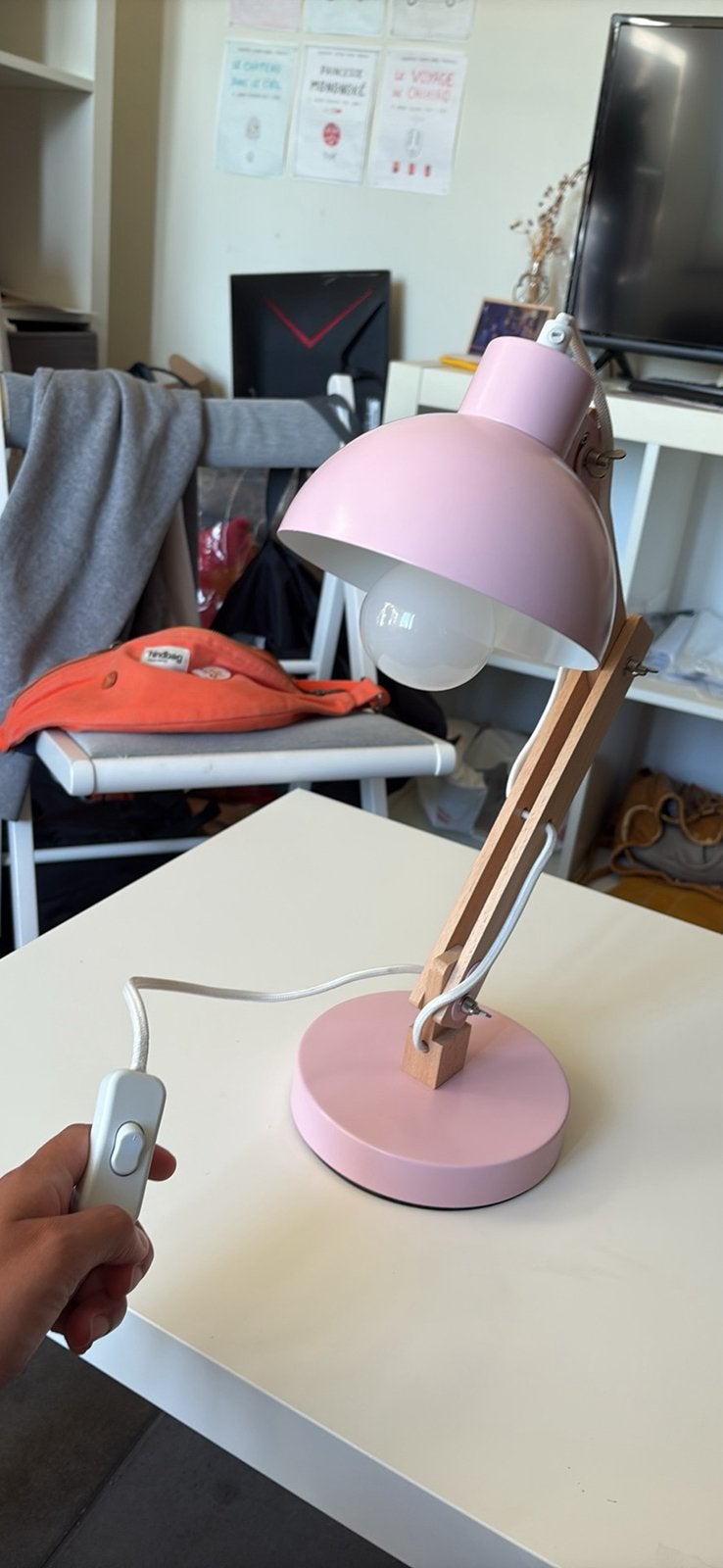Lampe de bureau, Vintage, 60 cm, Rose, Lampe de bureau