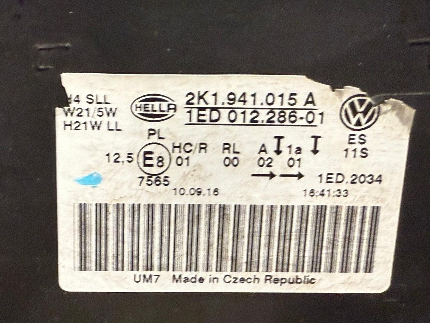 KOPLAMP VW CADDY 2015 LINKS 2K1941015A, Gebruikt, -, Volkswagen, -