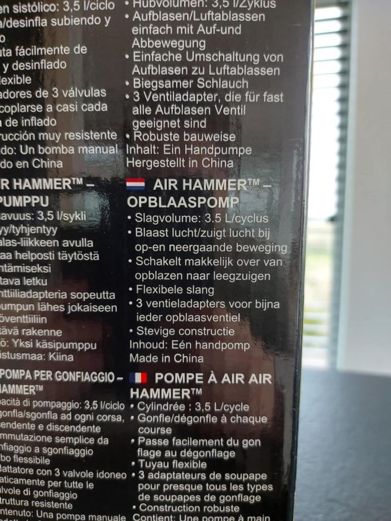 pompe manuelle à air, Enlèvement