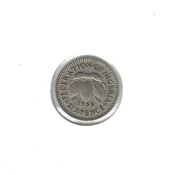 Nigeria, 6 Pence 1959., Timbres & Monnaies, Enlèvement ou Envoi, Nigeria, Monnaie en vrac