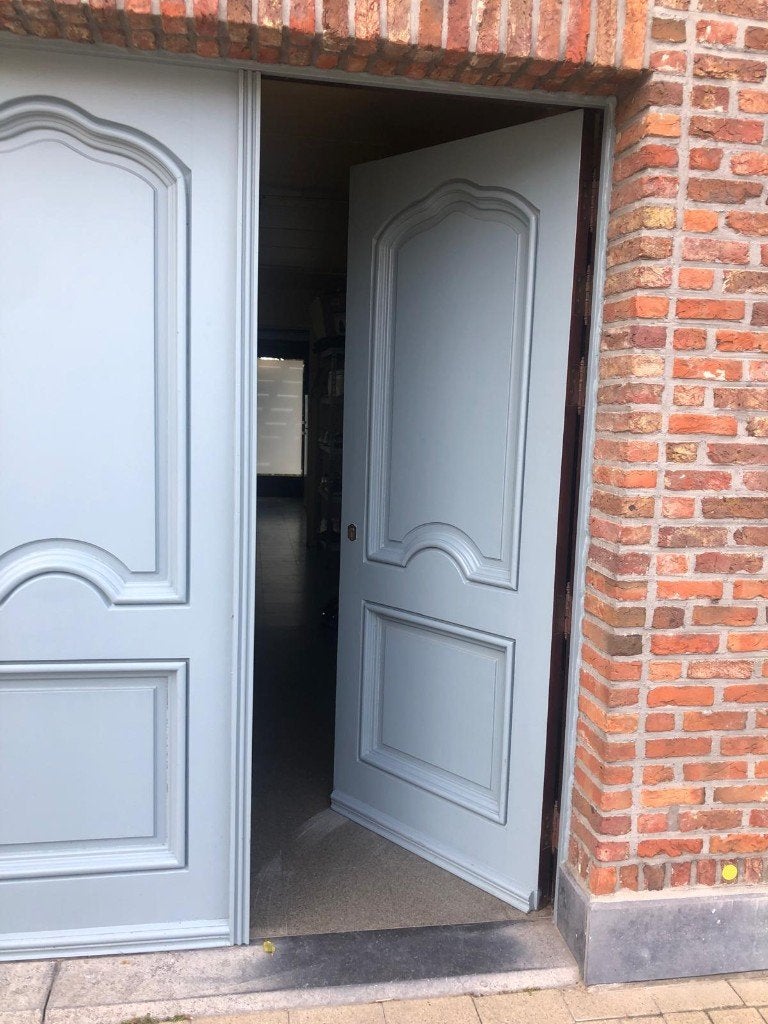 Te koop : Massief houten poort, Doe-het-zelf en Bouw, Ophalen, Gebruikt, 120 cm of meer, 200 tot 215 cm