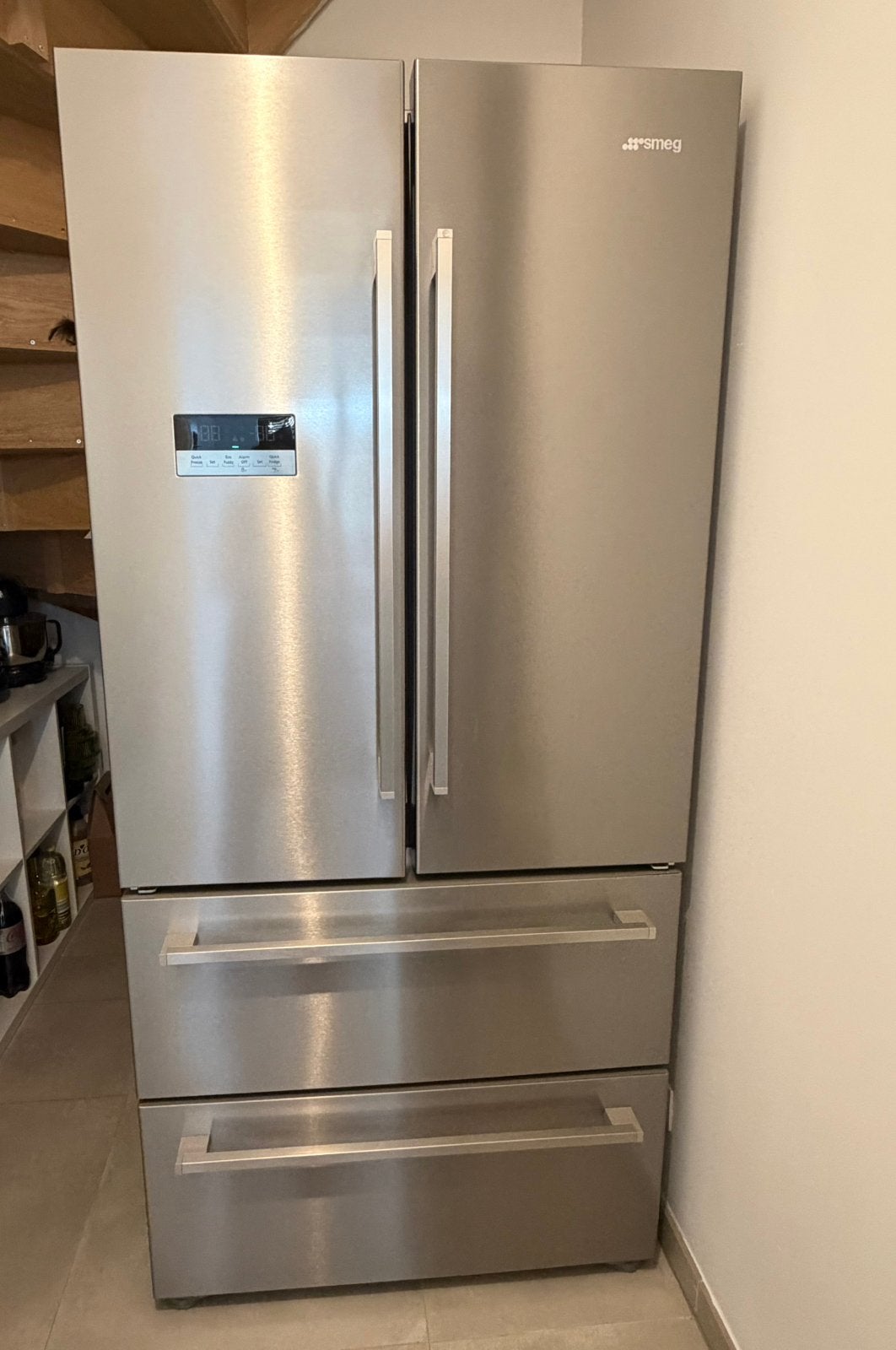 Smeg french door koelkast - vrijstaand - Inox, Ophalen, Gebruikt, 200 liter of meer, 60 cm of meer