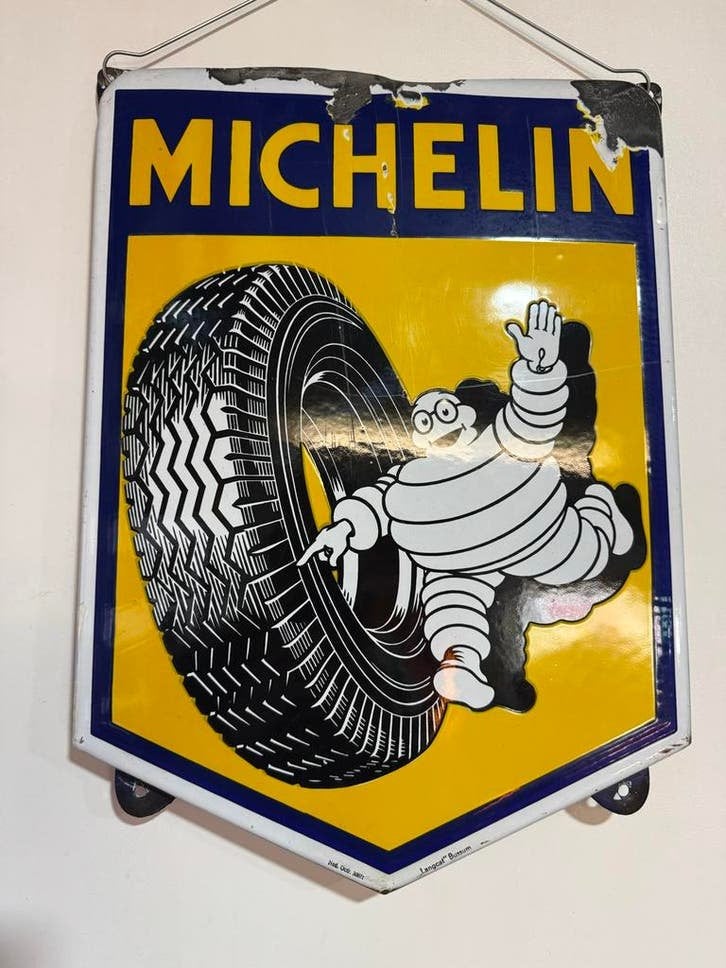 Vintage Michelin Emaille Reclamebord, Verzamelen, Merken en Reclamevoorwerpen