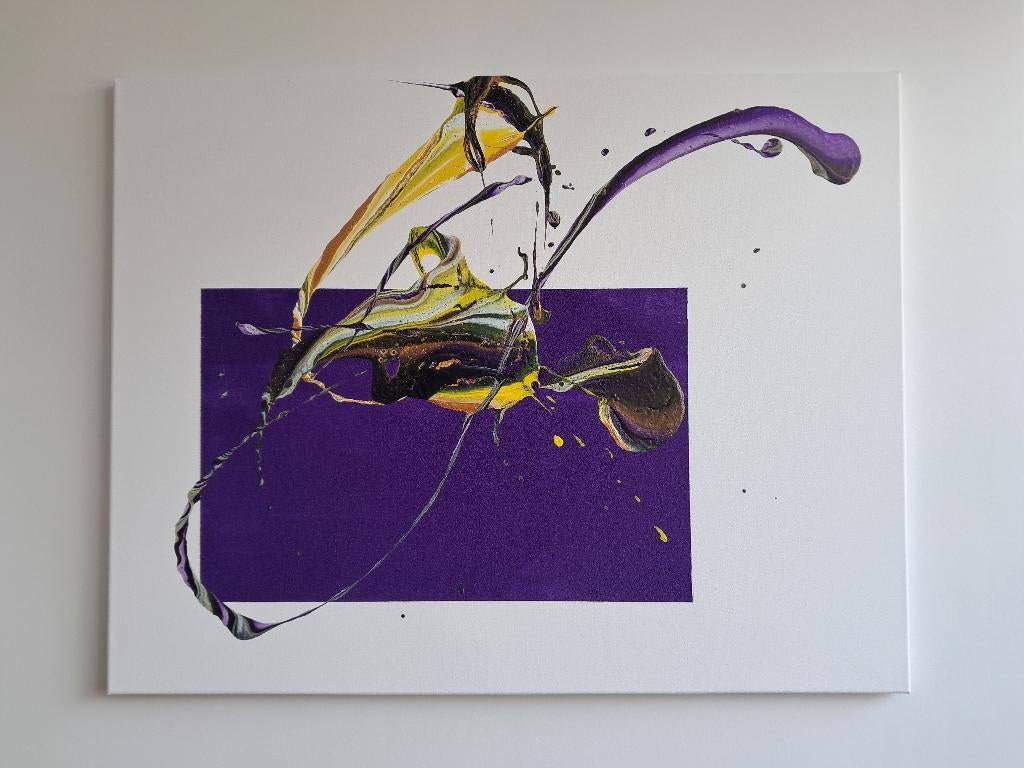Abstract Modern Acryl canvas 70*90cm - paars/wit, Ophalen