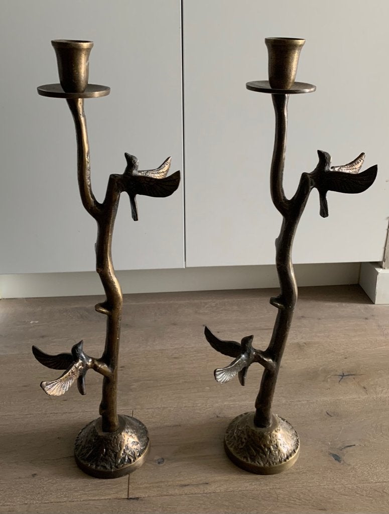 Lot de deux bougeoirs en laiton neufs, Enlèvement, Neuf, Bougie