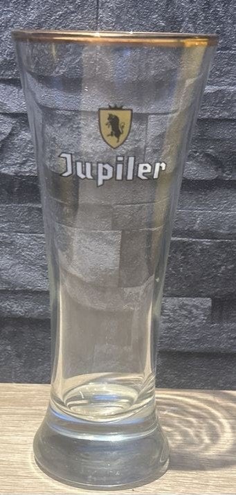 Verre Jupiler vintage avec bord doré et ancien logo, Enlèvement ou Envoi, Jupiler