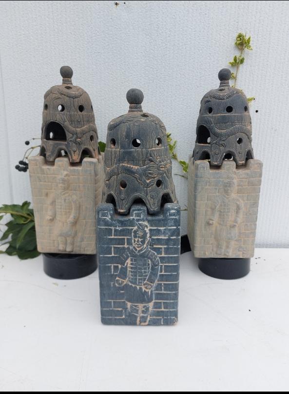 Statue japonaise, ensemble de 3 lampes de jardin -31 cm, Jardin & Terrasse, Éclairage extérieur, Neuf, Autres types, Autres matériaux
