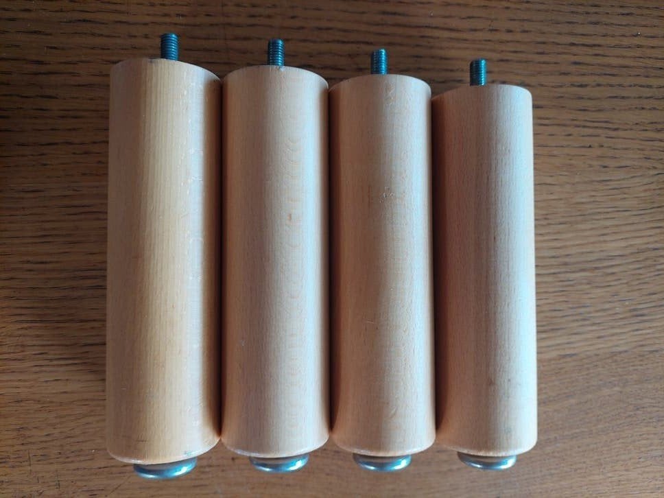 Bedpoten 17,5cm incl glijder M8  5cm dik  per4 stuks, Huis en Inrichting, Slaapkamer | Bedden, Ophalen