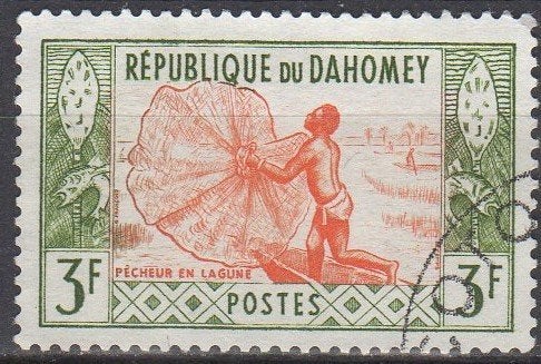 Dahomey - Visser in een lagune - 1963, Ophalen of Verzenden, Gestempeld
