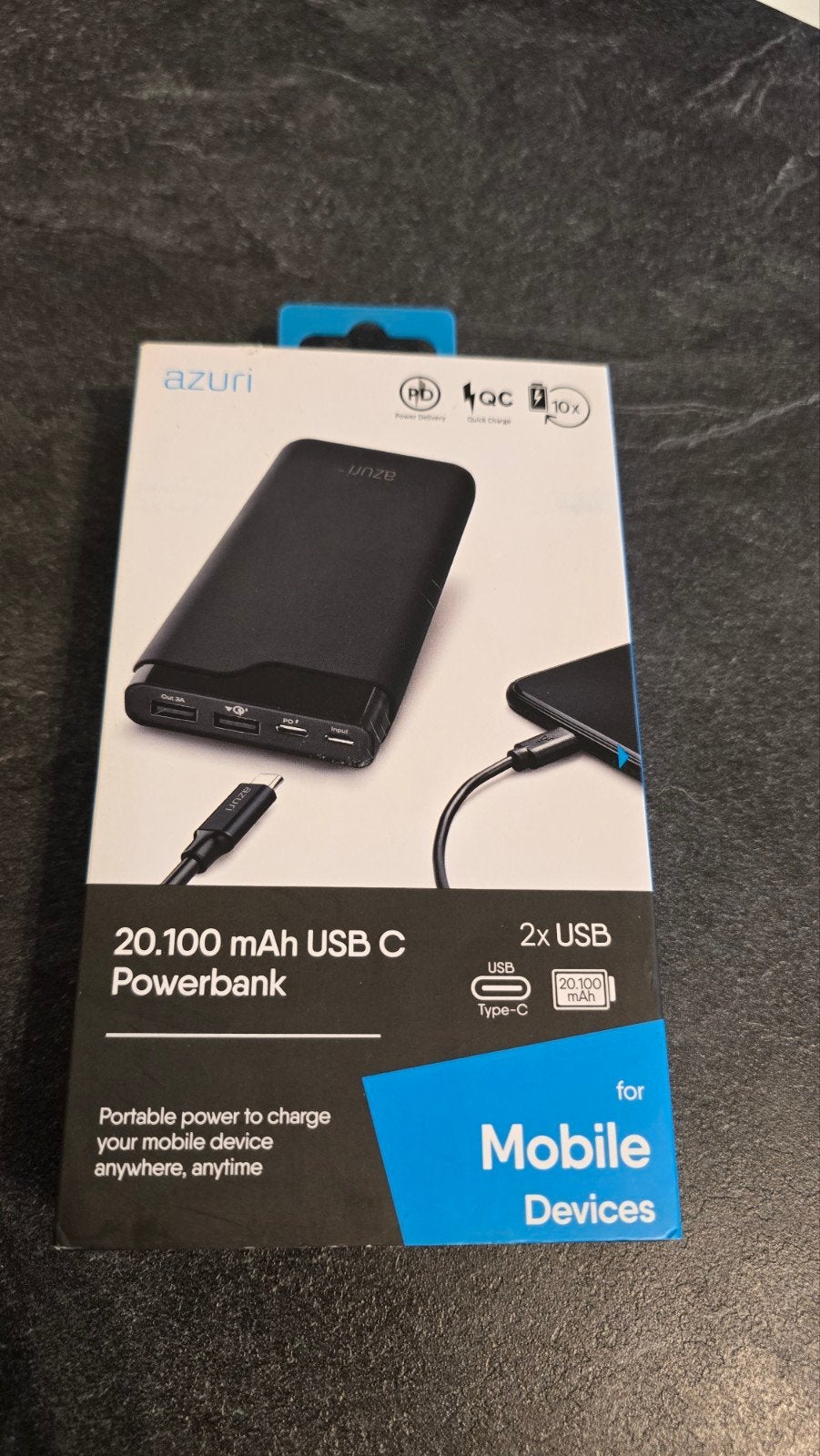 Azuri Powerbank 20.100 mAh – USB-C (Nieuw in doos), Télécoms, Enlèvement, Neuf, Azuri