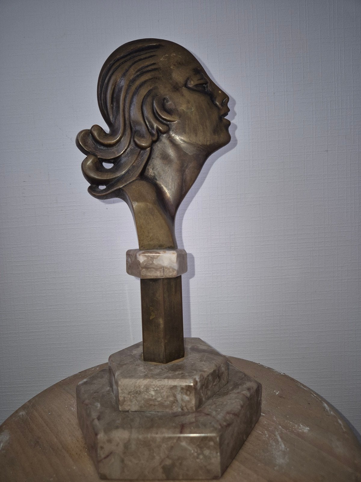Art deco beeld hoofd van een vrouw.., Ophalen of Verzenden, Brons