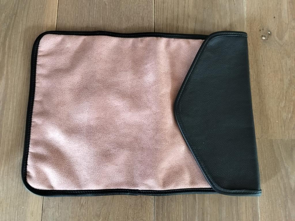 Laptophoes roze /zwart leder 36cm/25cm, Ophalen of Verzenden