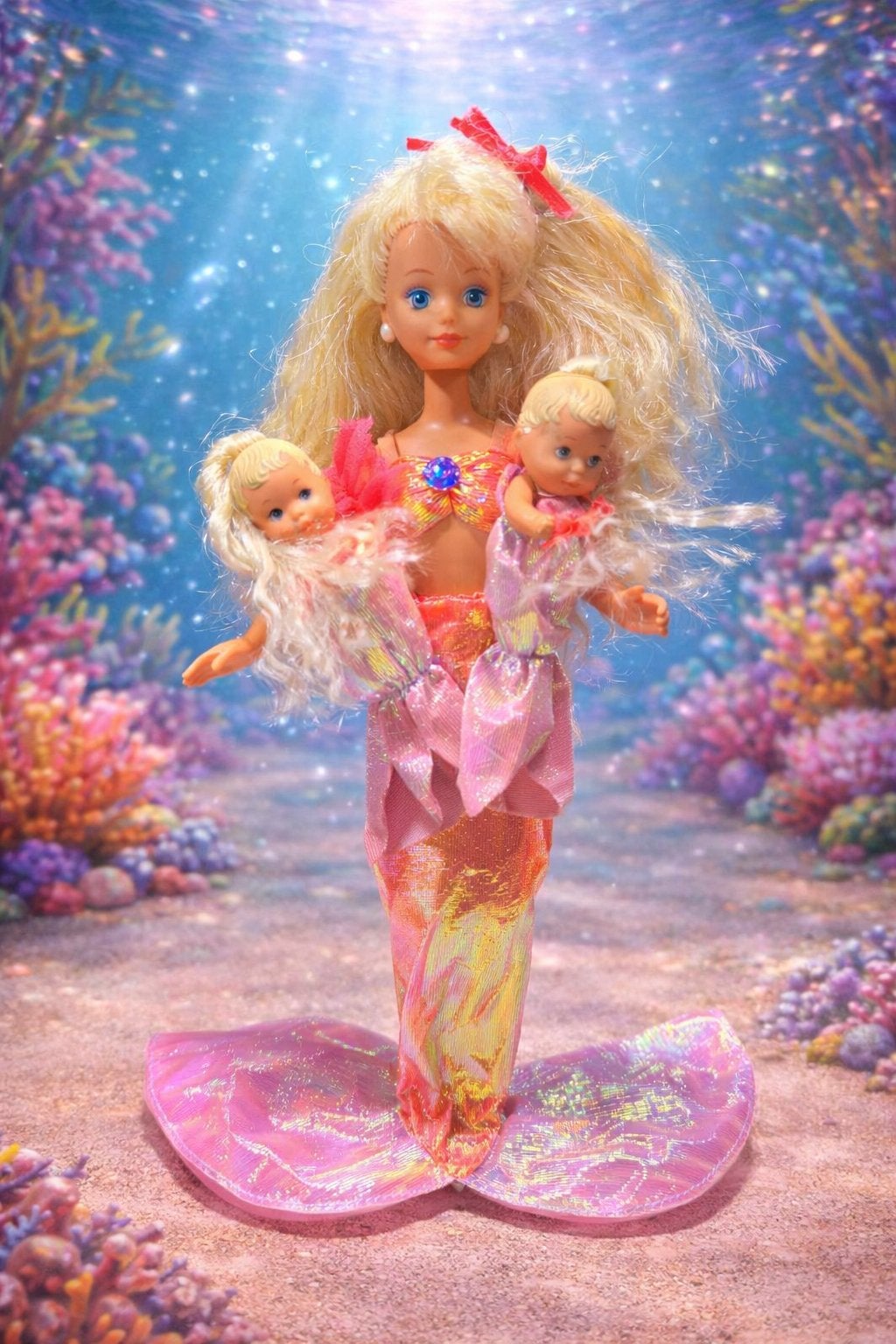 Vintage Barbie Mermaid met 2 Sea Twins – jaren ’90 – Mattel, Kinderen en Baby's, Speelgoed | Poppen, Gebruikt, Barbie, Ophalen of Verzenden