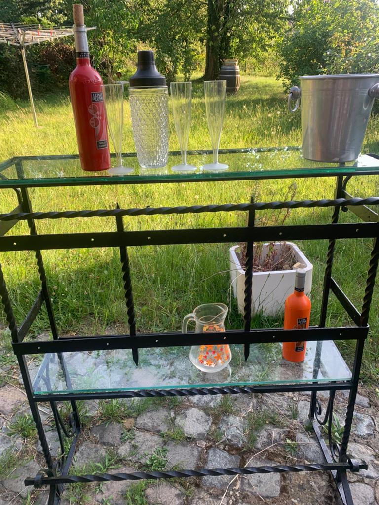 Bar en fer forgé, Enlèvement, Comme neuf, Verre