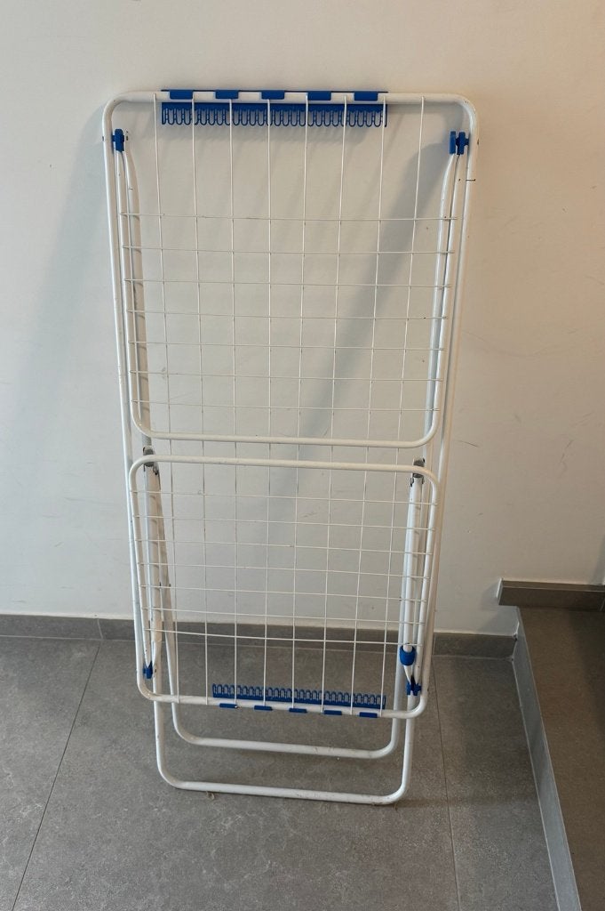 Opvouwbaar droogrek wit/blauw — 103  54  109 cm, Huis en Inrichting, Ophalen, Gebruikt, Klassiek, Metaal