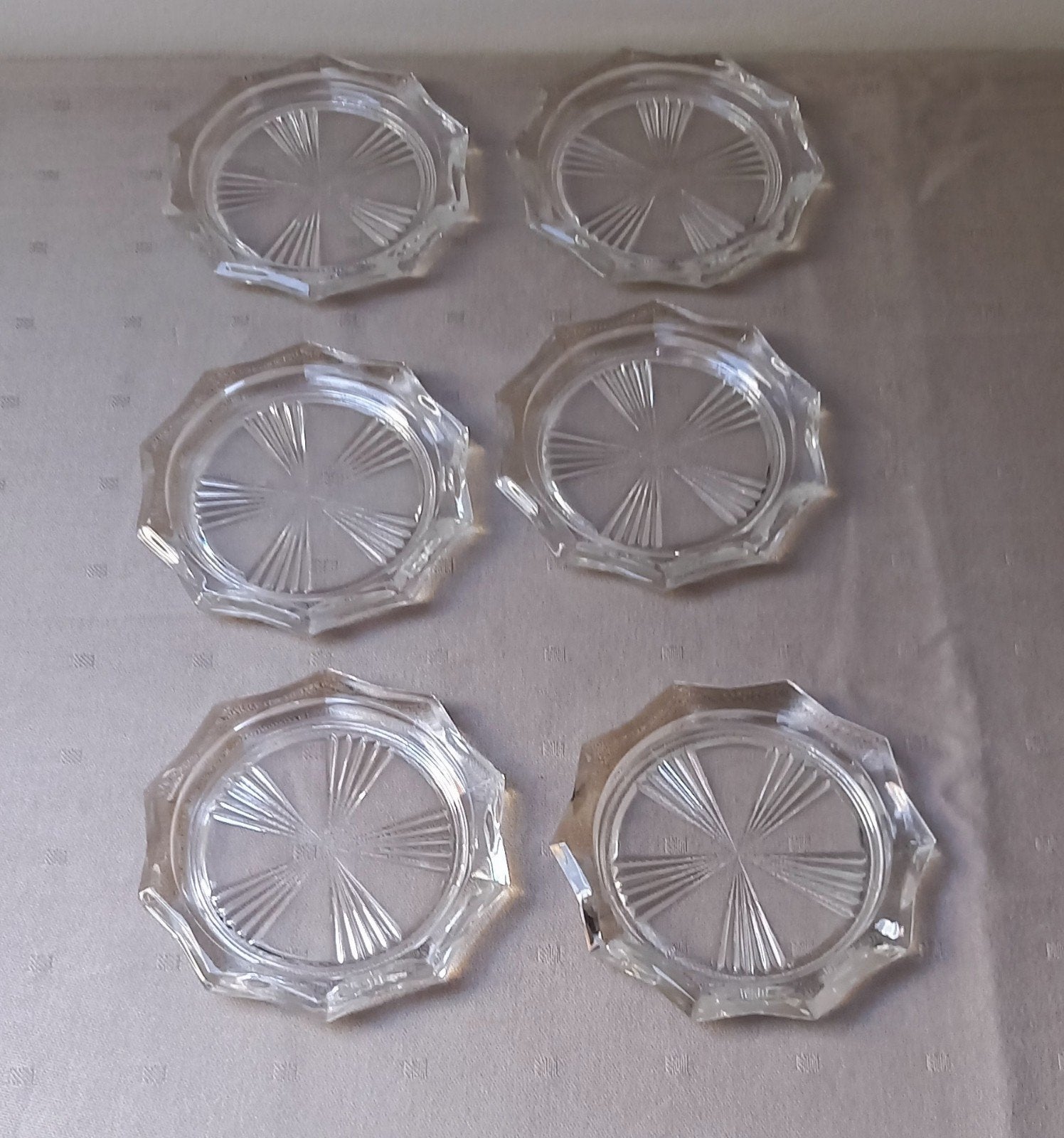 6X Onderzetters in glas., Antiek en Kunst, Ophalen